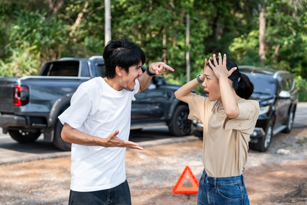 car crash in Colorado and drivers are arguing